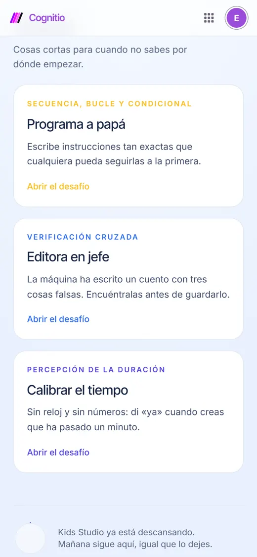 El taller de Cognitio con sus retos