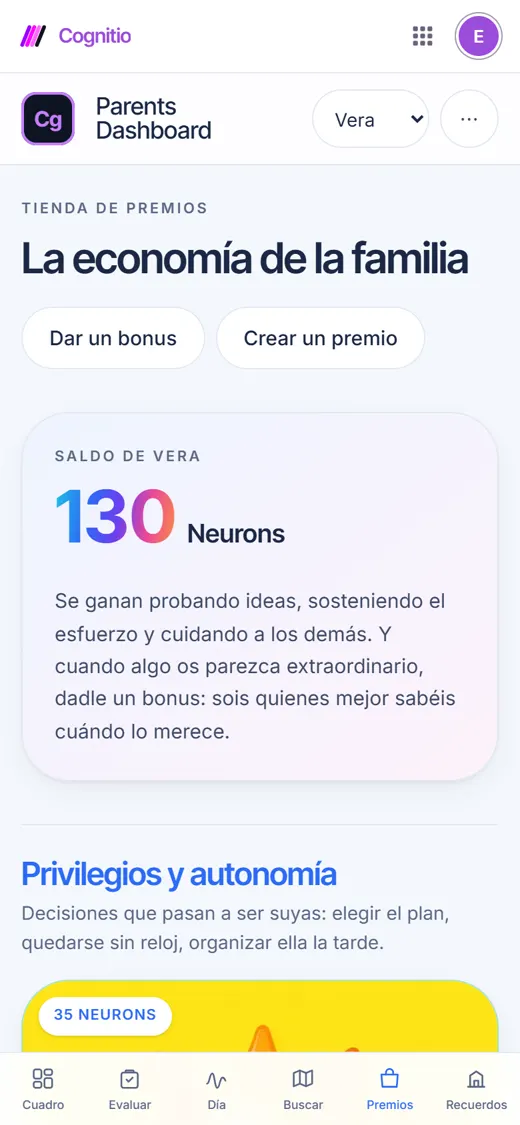 Reconocimientos de Cognitio: los puntos de un hijo