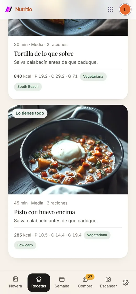 Recetas de Nutritio que puedes hacer sin comprar nada